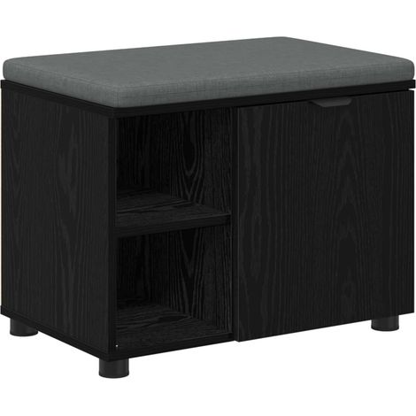 Maison Exclusive - Flurbank mit Kissen mit Regal Schwarze Eiche 6