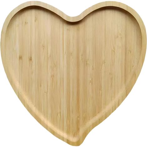 Assiette En Bois Forme Coeur - Plateau De Service Pour Charcuterie Et Apéritif - Décoration De Table Festive - 1 Pièce (1/5)