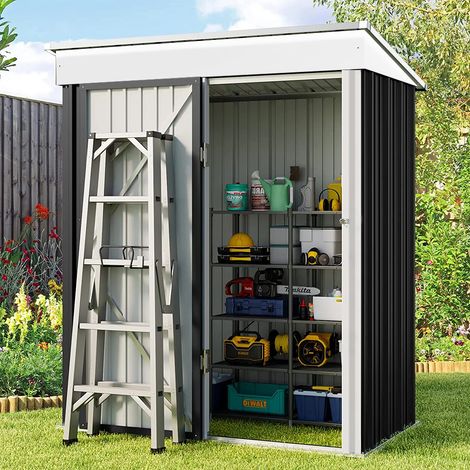 Charcoal Black 3x5ft Storage Shed with Shelves (1/5)