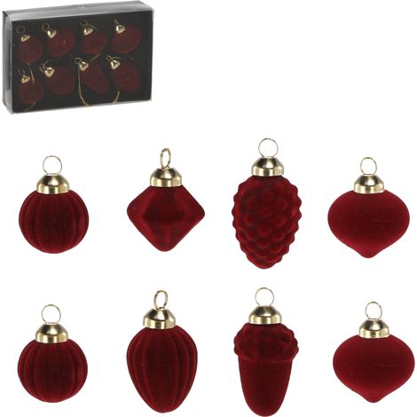 Set di 8 decorazioni natalizie in vetro per albero di Natale - bordeaux, 3,5 cm