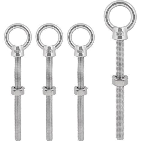 4 Pièces Boulons à Œil M10 x 120mm  Anneaux de Levage  Vis Piton à Visser Long en 304 Acier Inoxydable  Crochets à Visser avec Anneau, Boulon (1/5)