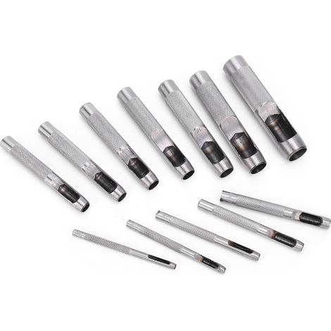 Ensemble de 12 poinçons à ceinture en acier carbone pour travail du cuir, outils manuels multifonctions, longueur 316 mm (1/5)