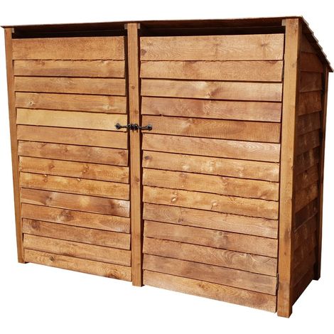 Wooden Log Store Reverse Roof, W187xH180cm (Brown finish) With doors