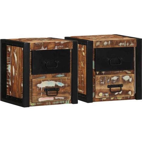 vidaXL Bedside Cabinets 2 pcs Multicolour 40x35x40 cm Solid Wood Reclaimed