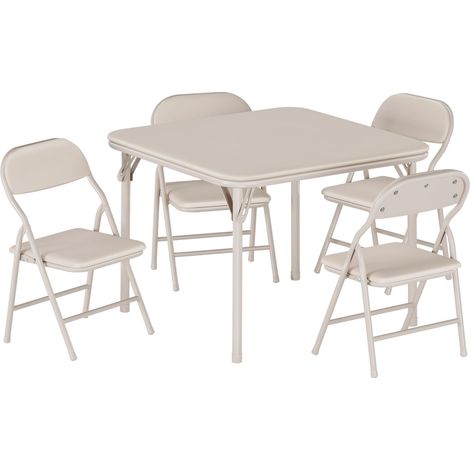 Ensemble Table Chaises Pliantes Activité Enfant 5PCS Coussin PU beige (1/5)