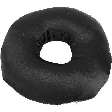 Coussin d'oreille en satin soyeux, coussin d'oreille en forme de donut, coussin d'oreille pour dormir sur le côté avec bouchons d'oreille et écouteurs, noir, qualité supérieure. (1/5)