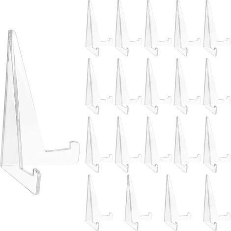 20 Pcs Clear Acrylic Display Stand,Clear Acrylic Display Stand,Mini Acrylic Easel for Trading Cards,Medals and Photos (1/5)