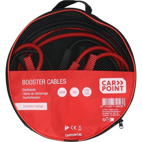 CABLES DE DEMARRAGE 300A 3M 12/24V (PINCES ISOLEES & POIGNEES) CARPOINT