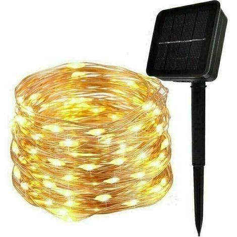 Luci decorative a energia solare - 30 metri - 300 LED - Luce bianca calda - Impermeabilità IP55 - Durata della batteria: 10 ore (1/3)