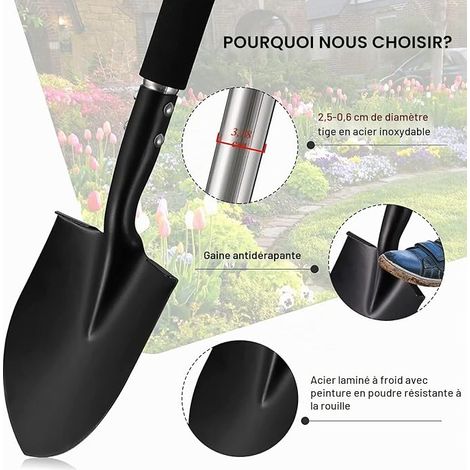 78cm Spade de jardin en acier Spade de jardin avec poignée D - Plongée en terre dure et pierreuse pour Camping Car Jardinage / Argent (1/3)