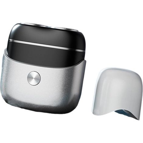 Afeitadora eléctrica impermeable – Mini afeitadora recargable – Resistencia al agua IPX7 – Recargable mediante USB tipo C – Apta para rostro y cuerpo – Plateada (1/5)
