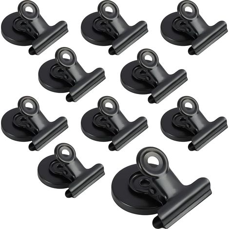 10 Pièces Clips Magnétiques pour Réfrigérateur, Pince Magnétique Frigo, Pince Aimantée, Clips Magnétiques, Pince Aimant, pour Maison, Accrochage de Photos, Notes, Cartes Postales(Noir, 31 mm) (1/5)