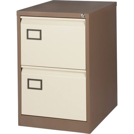 Bisley Filing Cabinet with 2 Lockable Drawers AOC2 - Brown & Cream