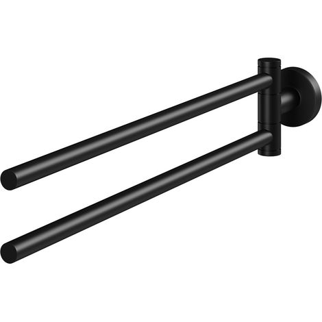 Colore Orbit Matt Black 400mm Wall Mounted Double Swivel Towel Rail (1/5)
