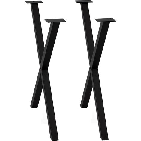 Conjunto patas acero para mesa en acabado Negro Texturizado. Medidas 60x72cm (ancho x alto) más reguladores modelo "PATA X"