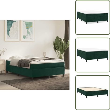 Cama de terciopelo - vidaXL Estructura Estructura de cama con somier terciopelo verde oscuro 140x190 cm - Cama verde oscuro