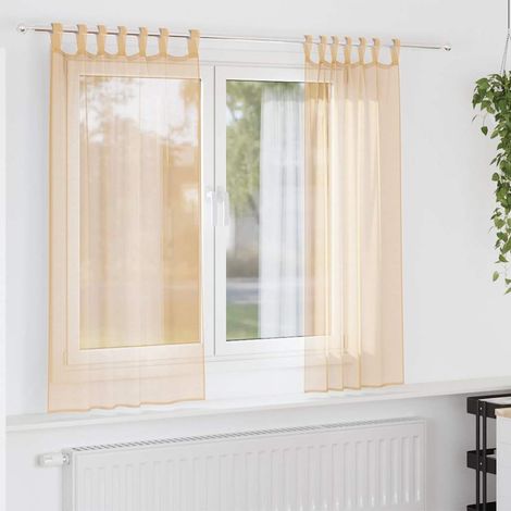 Voile Curtains with Loops 2 pcs Sand 140x175 cm vidaXL