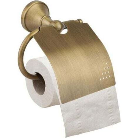 Retro Antique Brass Wall-Mounted Toilet Paper Holder, Toilet Roll Holder with Lid