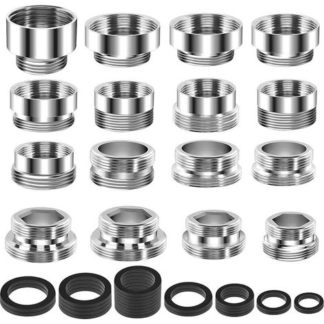 Juego de 16 adaptadores para grifo, conector aireador de doble rosca, para cocina, manguera de jardín, filtro de agua y fregadero (con juntas).
