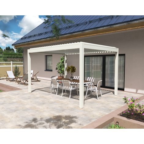 Pergola Bioclimatique Autoportante Motorisée Aluminium 4x3 Blanc O ORIAL France (1/5)