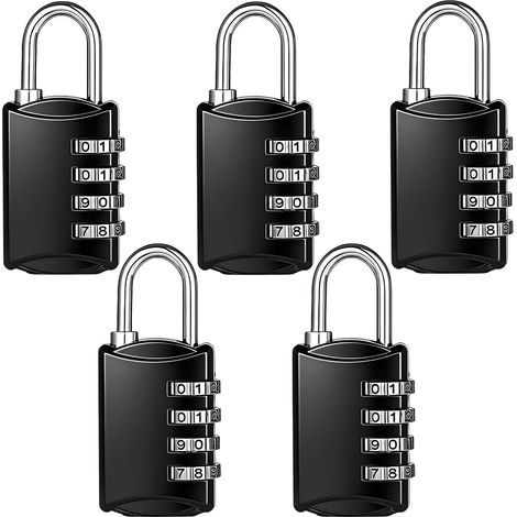 Lot de 5 Cadenas Code, Alliage De Zinc, 4 Chiffres, Acier Trempé, Pour Casier Et Bagage (1/5)