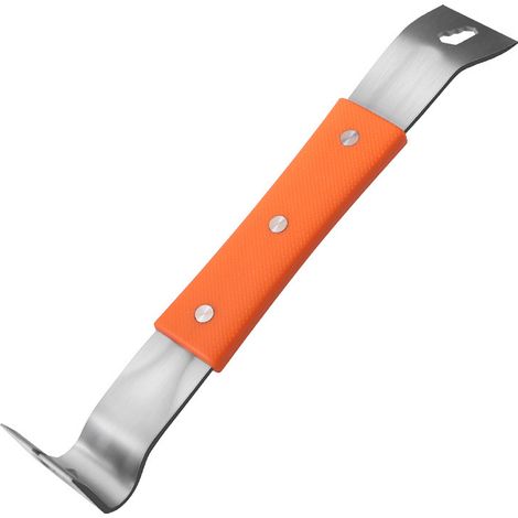 Pied-de-biche en acier inoxydable avec poignée en caoutchouc antidérapante, outil de levage de clous, pied-de-biche multifonction pour le travail du bois et la décoration (Orange) (1/5)