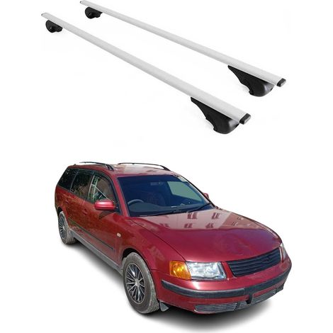 OMAC Dachträger Querträger für VW Passat B5 Variant 1996-2005 – Abschließbar – Max. 75 kg – 2 Stangen Stahl Silber (1/5)