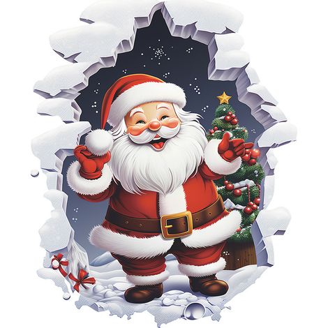 Stickers muraux créatifs de Noël, grands stickers muraux 3D Père Noël, stickers de porte, stickers de fenêtre de Noël - Décoration de Noël amovible 4050cm 2 pièces (1/4)