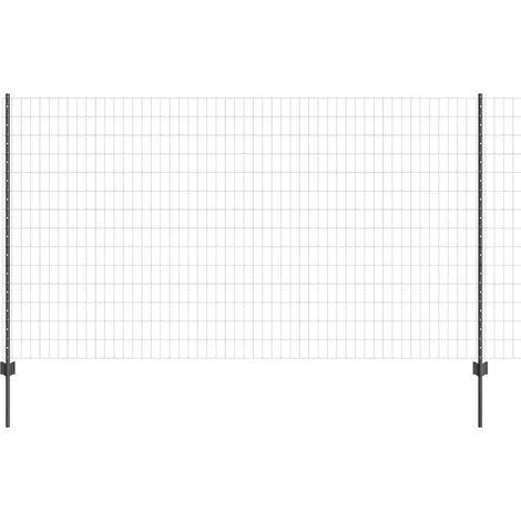Grillage rouleau,Clôture Euro avec 10 poteaux gris 1,4x10 m en acier CFW3845164 (1/5)