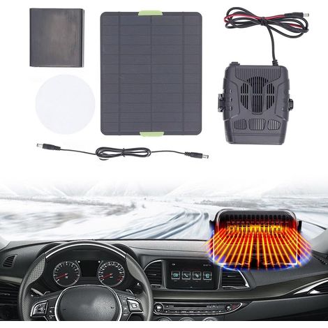 Panneau solaire 20 W Chauffage soufflant de voiture 12 V 3 A Appareil de chauffage portable Dégivreur de vitres de voiture pour voiture, maison d'animaux domestiques, camping RV
