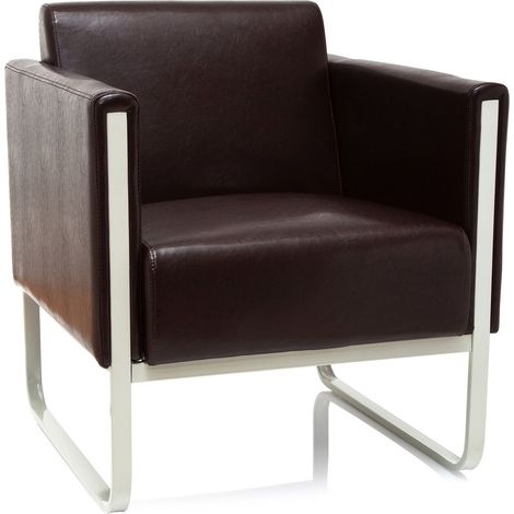Chaise longue ARUBA cadre argentin similicuir 1 place marron hjh OFFICE