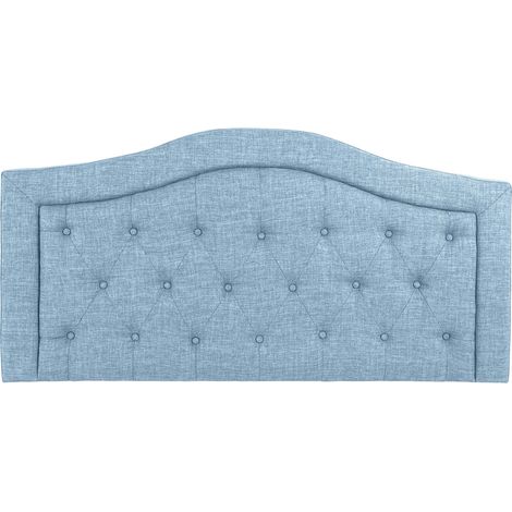 Tête de lit capitonnée coloris bleu en polyester / bois - Longueur 145 x profondeur 8 x hauteur 72 cm -PEGANE-
