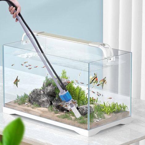Mulmsauger Aquarium Elektrische Kiesreiniger Set, Aquarium Sauger Automatisch Aquarium Wasserwechsler mit 4 Saugkopf, Wasserpumpe, Selbstfilter, Fish Tank Reiniger