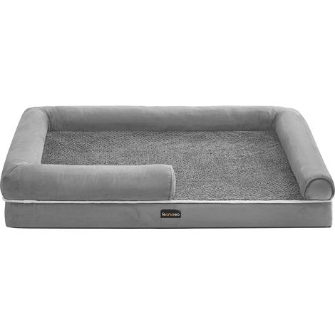 Panier pour Chien Orthopédique, Canapé, Lit pour Animaux, Rembourrage Moelleux, Bords Rehaussés, Housse Amovible et Lavable, 120 x 85 x 20 cm, Antidérapant, Gris Clair (1/5)