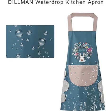 Delantal de cocina para mujer，con bolsillo para toallitas húmedas，Fácil de limpiar las manos，Impermeable，Apto para cocinar y hornear (1/4)