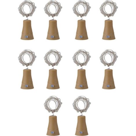 Guirlande lumineuse solaire de 20 LED pour bouteilles, petite taille, idéale pour décorer vos bouteilles (blanc chaud). (1/5)
