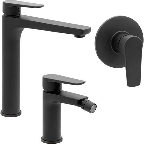 Set miscelatori lavabo alto bidet e doccia a incasso nero opaco Erika (1/5)