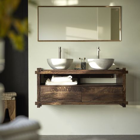 Meuble sous vasque en bois de manguier massif Arko 120 cm (1/5)