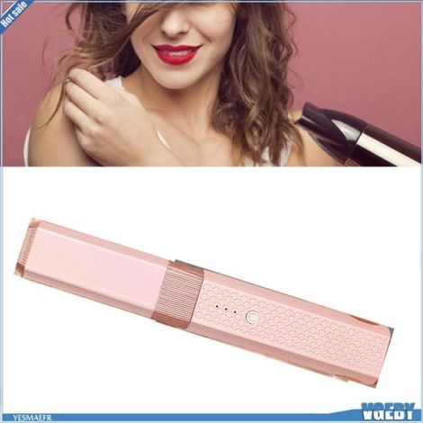 Ashata Fer à lisser et bigoudi fer plat 2 En 1 Fer à Lisser Et Boucler Fil Pour Cheveux Chauffage Rapide parfum brosse Rosâtre (1/5)