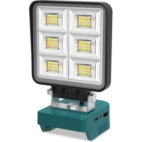 Projecteur Led Rechargeable - 48 W - 5200 Lm - Compatible Batteries 18 V - Pour Chantier Garage Camping - 1 Piece