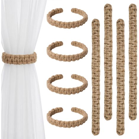 Lot de 8 Embrasse pour Rideaux 25cm Brun Attache Rideau Salon Cordon (1/5)