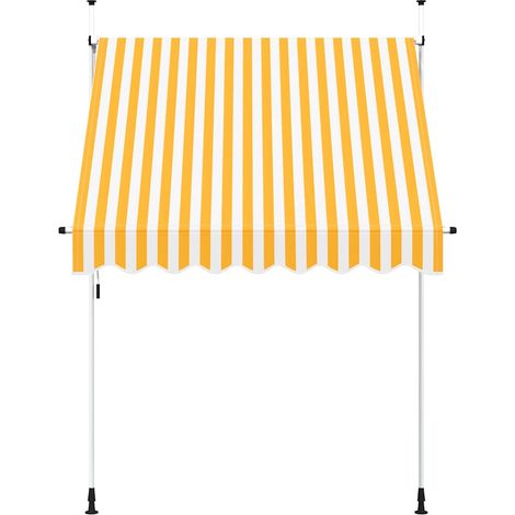 Auvent Marquise rétractable manuel, Store Banne pour Jardin Balcon Terrasse, 200 cm Rayures oranges et blanches OIB5763E (1/5)