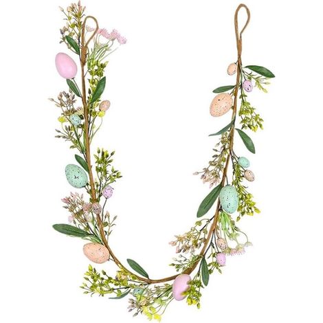 Couronne de Pâques de 1,2 mètre - couronne de printemps - décorée d'œufs colorés et de feuilles vertes - en plastique - les mariages - style champêtre (1/5)
