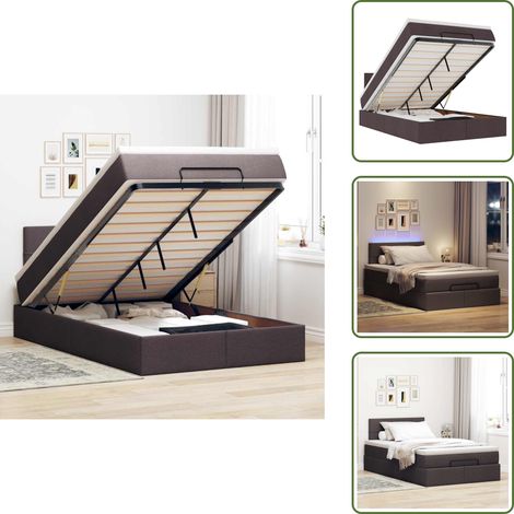 Cadre de lit ottoman avec matelas marron foncé 120x190 cm tissu - Cadre De Lit Ottoman - Cadres De Lit Ottoman - Cadre De Lit - Cadre De Lit Avec Rangement (1/5)