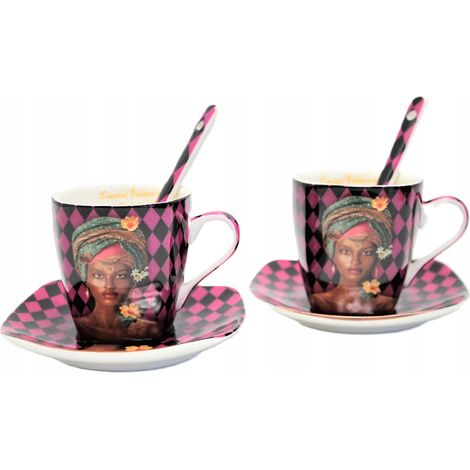 Elegantes Set Porzellantassen für Espresso, lila Damen (1/5)