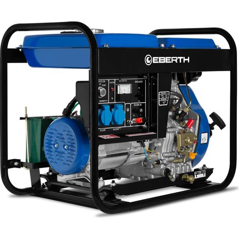 Eberth – Groupe électrogène diesel 5000W 10CV 1 phase – Démarrage électrique – AVR – Autonomie 6-7h – 2 prises 230V – 71 dB (1/5)