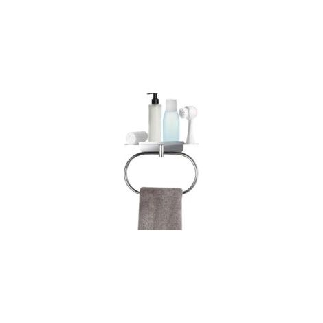 Toallero con soporte de acero inoxidable, autoadhesivo o para taladrar, toallero de pared para baño y cocina, color plata, 22 x 13 x 10 cm - Crezuo