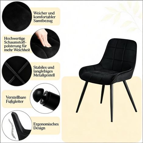Lot de 4 chaises de cuisine et salle à manger, sièges hauts rembourrés, dossier élégant, chaises d'appoint pour salon ou bureau, assise confortable (1/5)