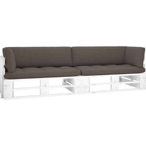 2-Sitzer-Palettensofa Weiß Imprägniertes Kiefernholz