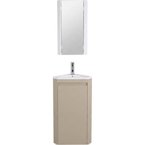 SORRENTO Eckwaschbecken-Unterschrank auf Füßen mit Armatur und Schrank (1/5)